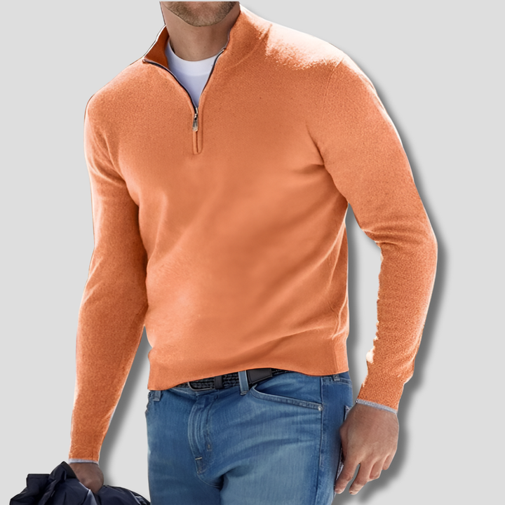 Pull-over en coton pour homme avec col zippé