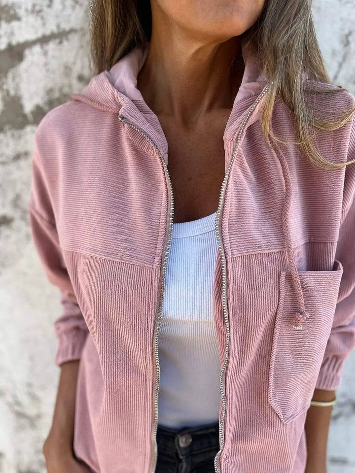 Veste en Corduroy Casual avec Capuche