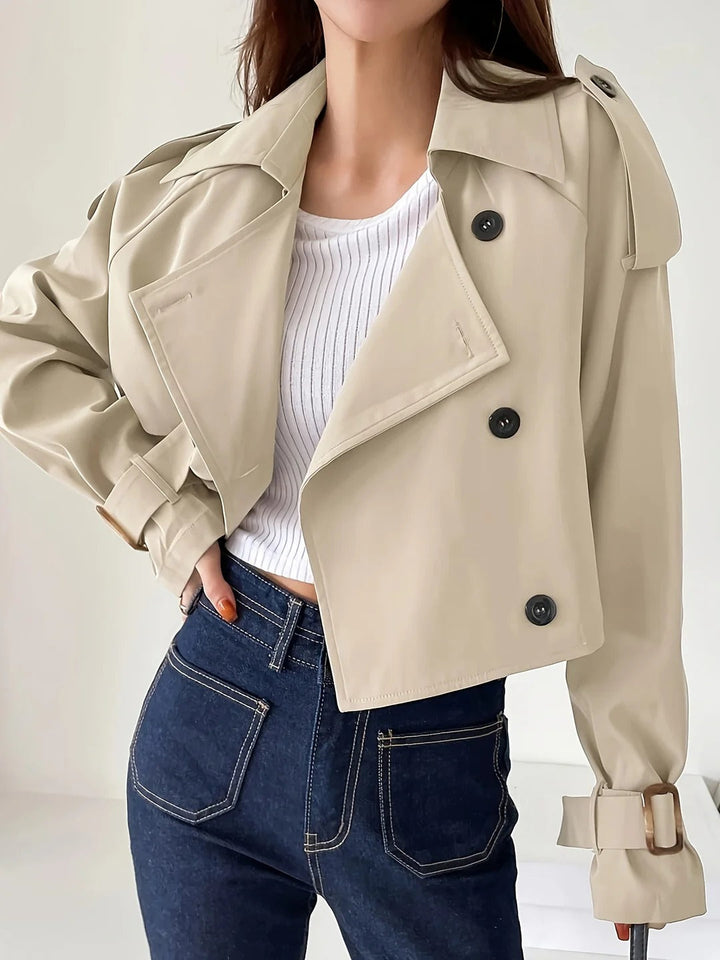 Manteau Court Trench Chic Casual Style Effortless pour Couches Quotidiennes