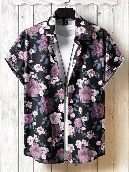 Chemise hawaïenne imprimée fleur 3D style vibrant pour jours détendus