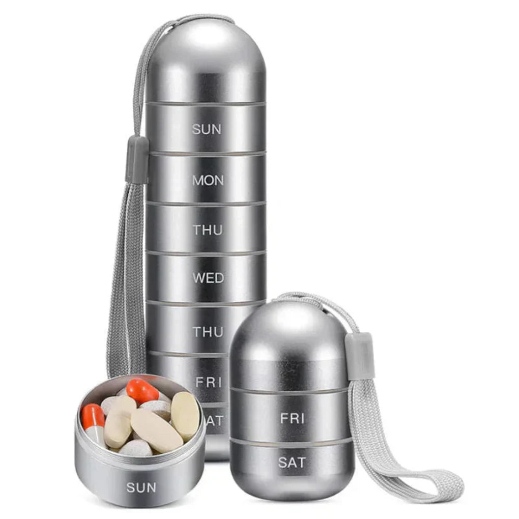 Organisateur de Comprimés Portable en Aluminium 7 Jours
