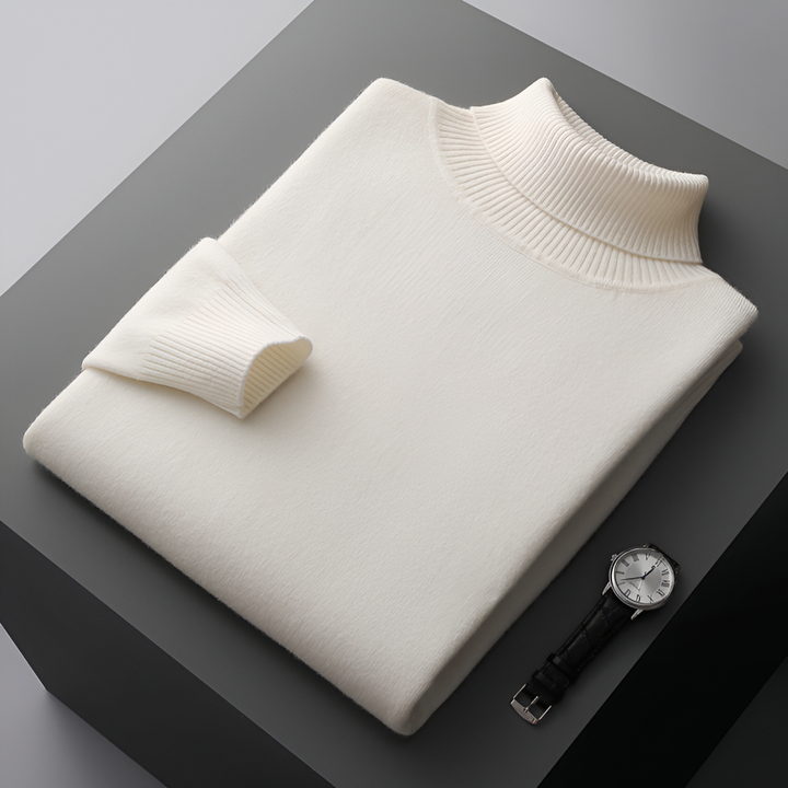 Pull en laine fine pour homme de haute qualité à col roulé