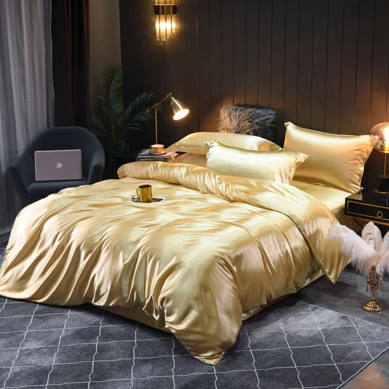 Ensemble de Linge de Lit en Satin Soyeux Indulgez-vous dans le Confort Luxueux et le Design Élégant