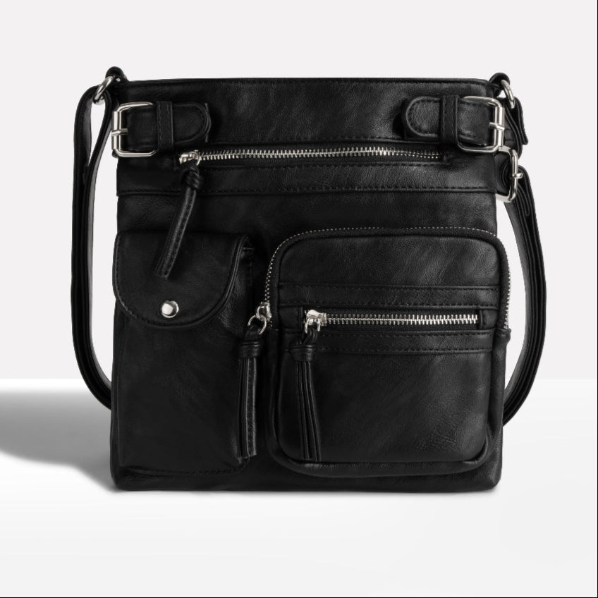 Sac à épaule en cuir multi-poches pour femme