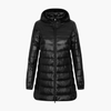 Veste d'hiver femme en doudoune avec capuche et coupe longue