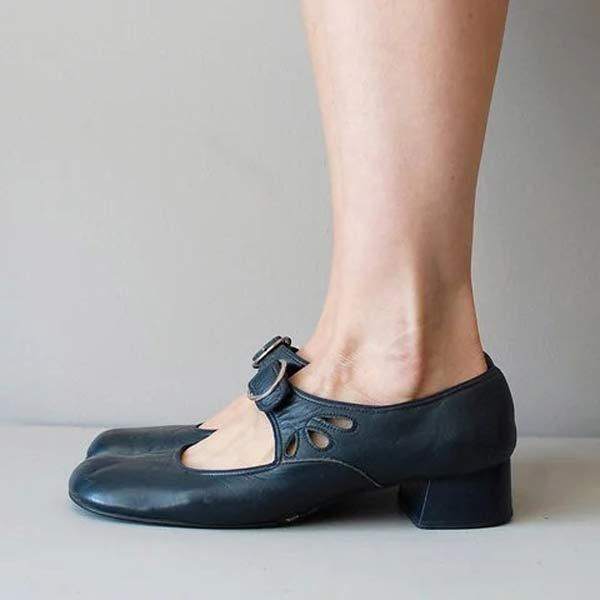 Chaussures en cuir à talons bas pour femmes avec élégance intemporelle