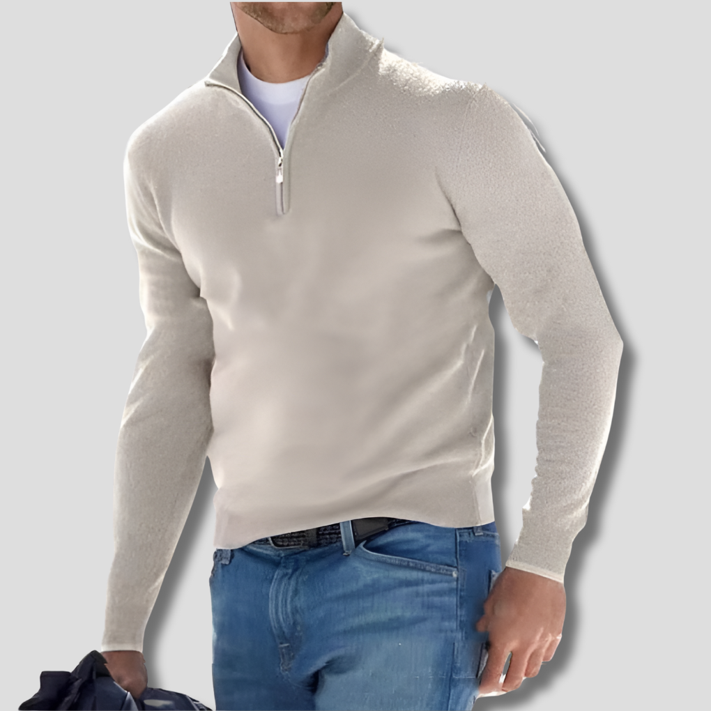 Pull-over en coton pour homme avec col zippé