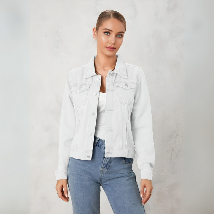 Veste en denim classique à boutons pour femmes