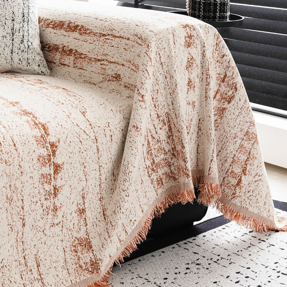 Couverture Réversible en Coton avec Broderie Fleur – Élégance Intemporelle et Confort