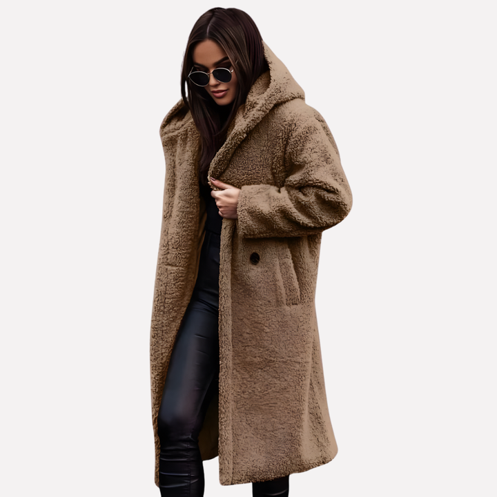 Manteau avec capuche pour femme avec fermeture par bouton