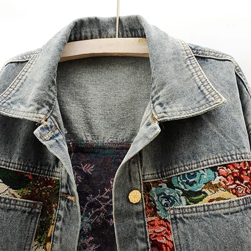 Veste en denim florale pour femmes