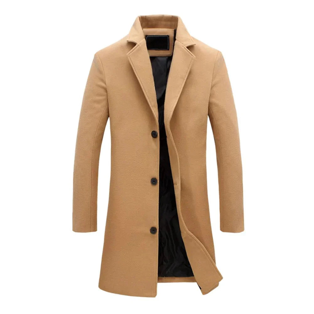 Manteau d'hiver long pour homme avec revers
