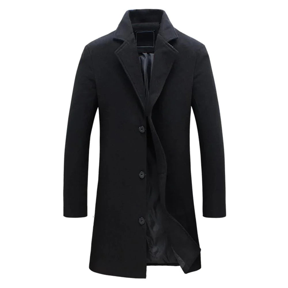 Manteau d'hiver long pour homme avec revers