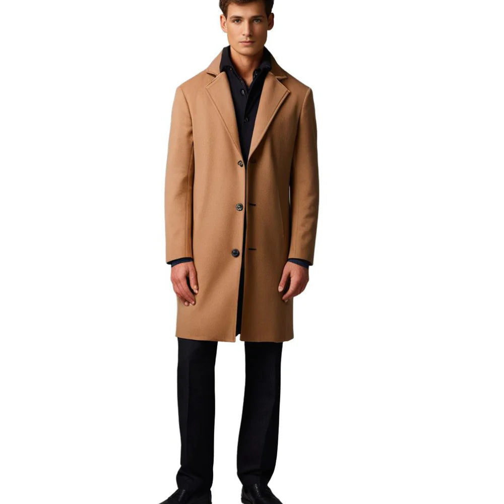 Manteau d'hiver long pour homme avec revers