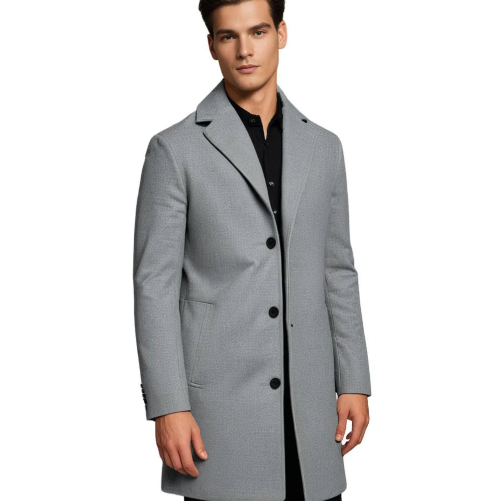 Manteau d'hiver long pour homme avec revers