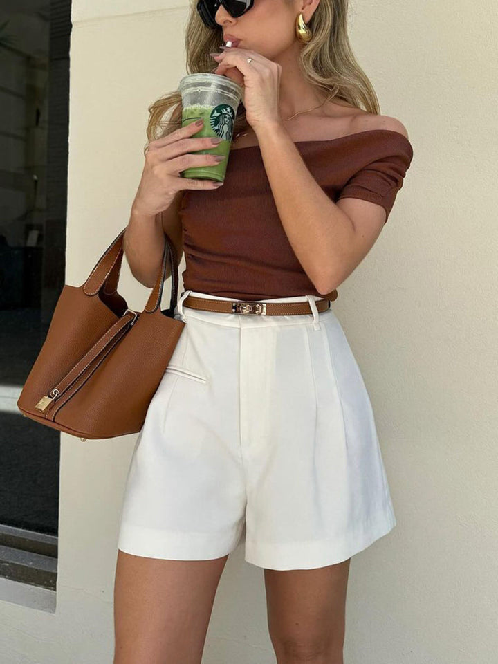 Shorts Tailorés Hauts à Taille pour Femmes