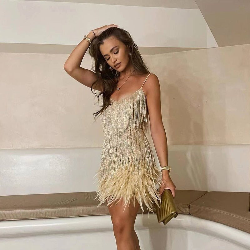 Robe Mini Plumes Femme Glamoureuse & Joueuse