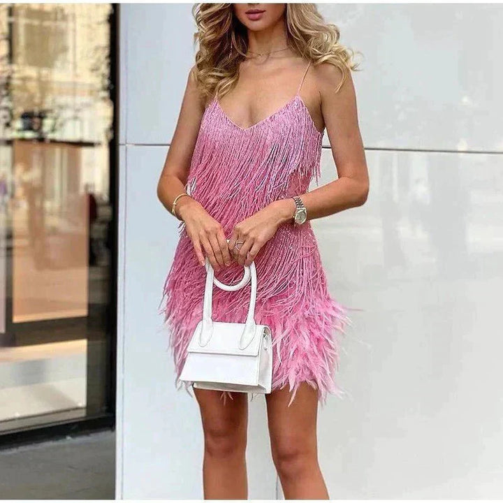 Robe Mini Plumes Femme Glamoureuse & Joueuse