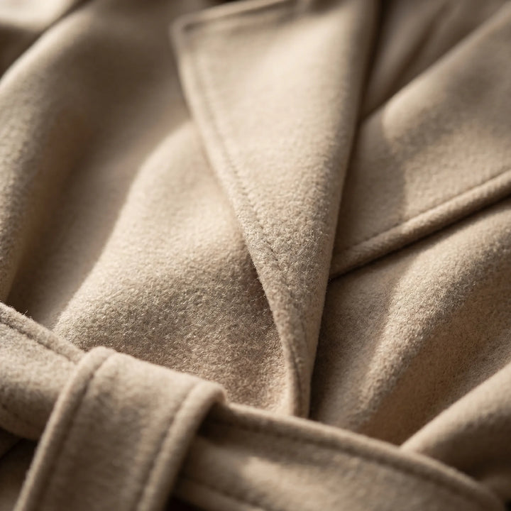 Manteau Long à Double Boutonnage avec Ceinture