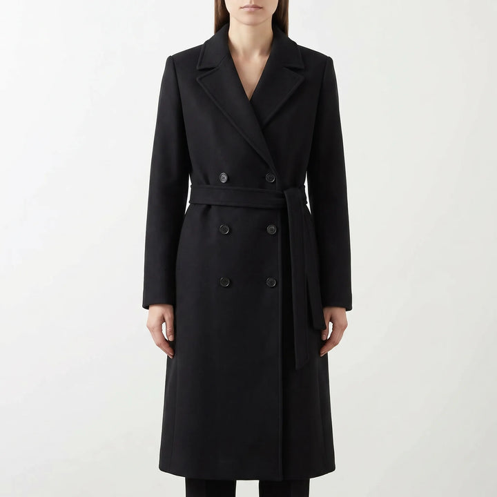 Manteau Long à Double Boutonnage avec Ceinture