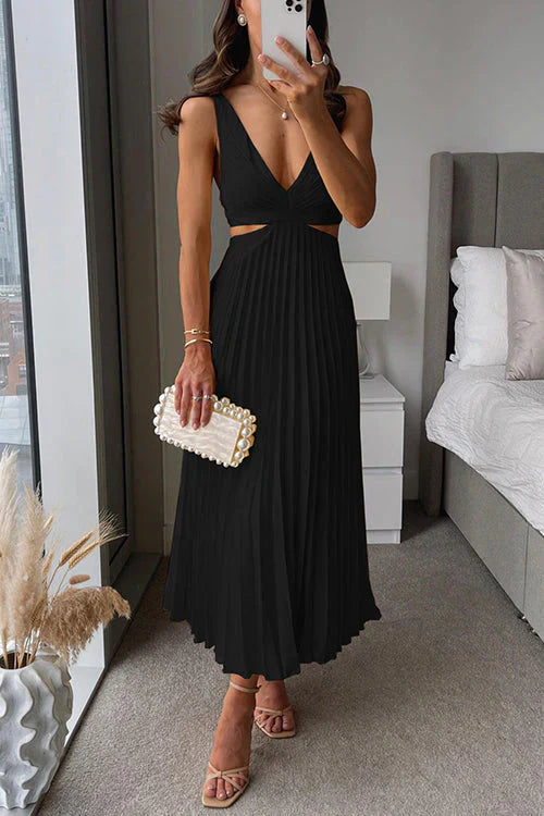 Robe Maxi Plissée Femme Élégante & Fluide
