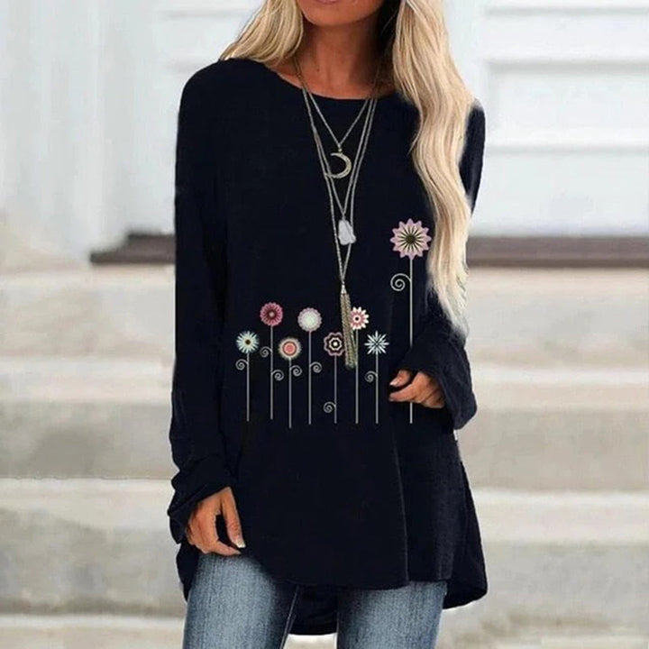 Sweatshirt avec broderie florale 3D, texture douce rencontre élégance subtile