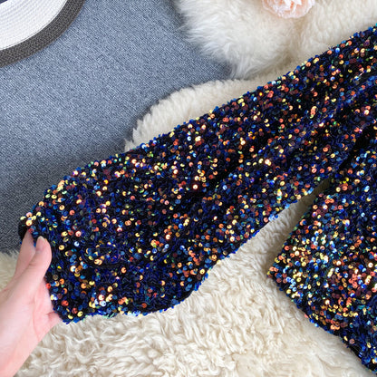Fleur – Top à une épaule en paillettes | Étincelle avec élégance