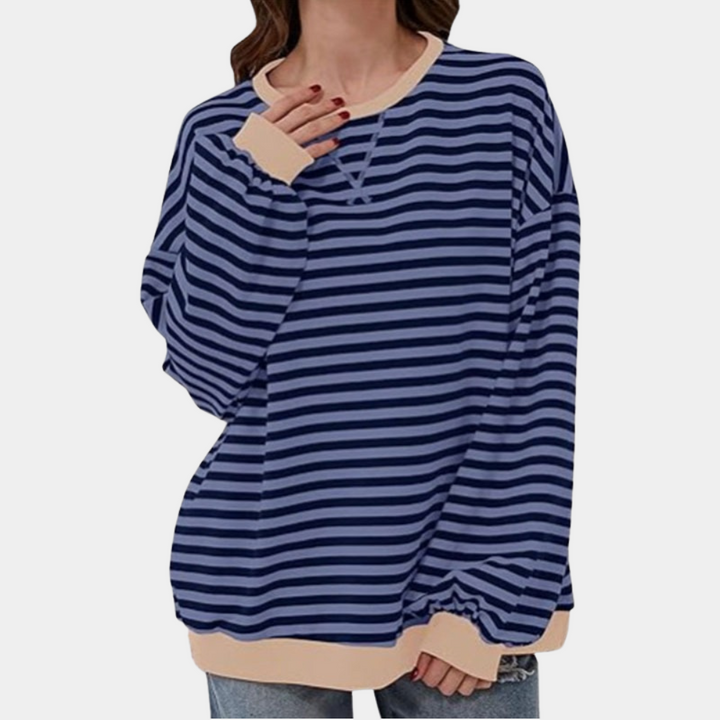 T-shirt long manches rayé oversize pour femmes