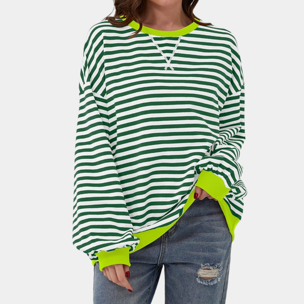 T-shirt long manches rayé oversize pour femmes