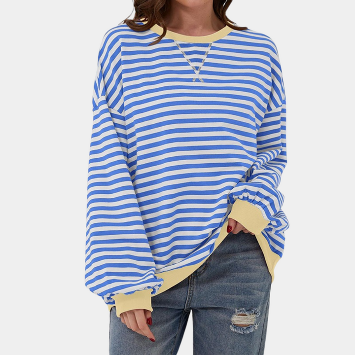 T-shirt long manches rayé oversize pour femmes