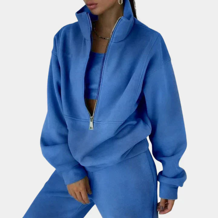 Pull de survêtement confortable avec zip pour femmes