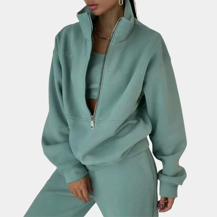 Pull de survêtement confortable avec zip pour femmes