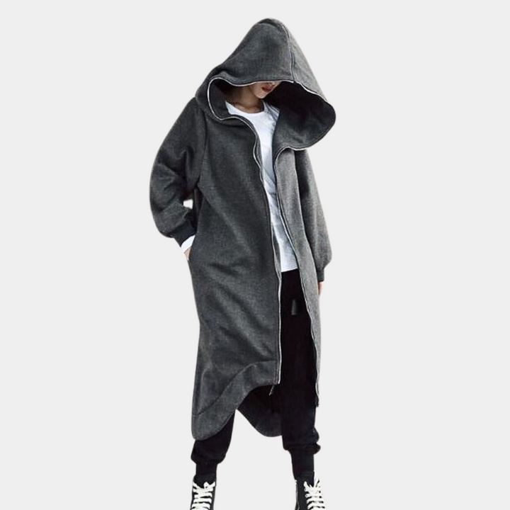 Manteau Oversize Femme avec Capuche et Fermeture Éclair – Élégance Confortable pour Chaque Saison