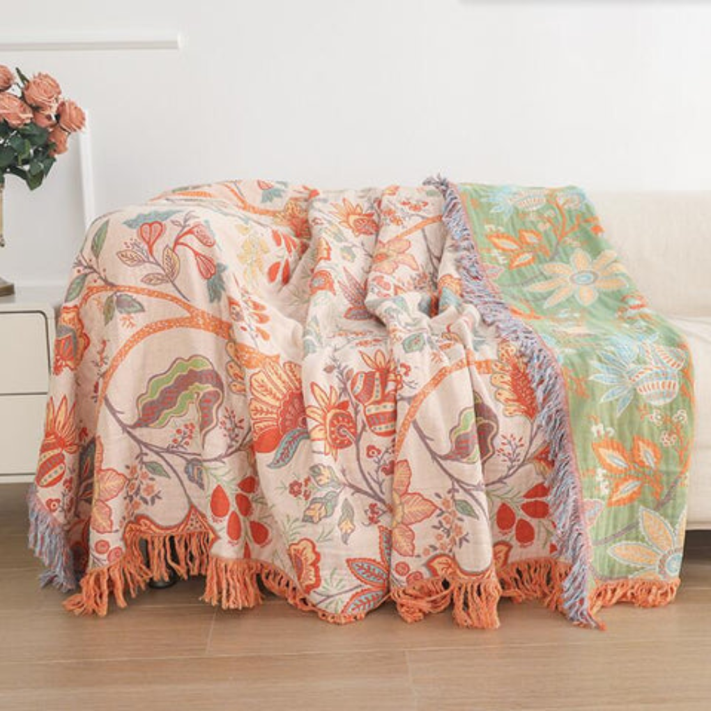 Couverture Tassel Florale Rustique