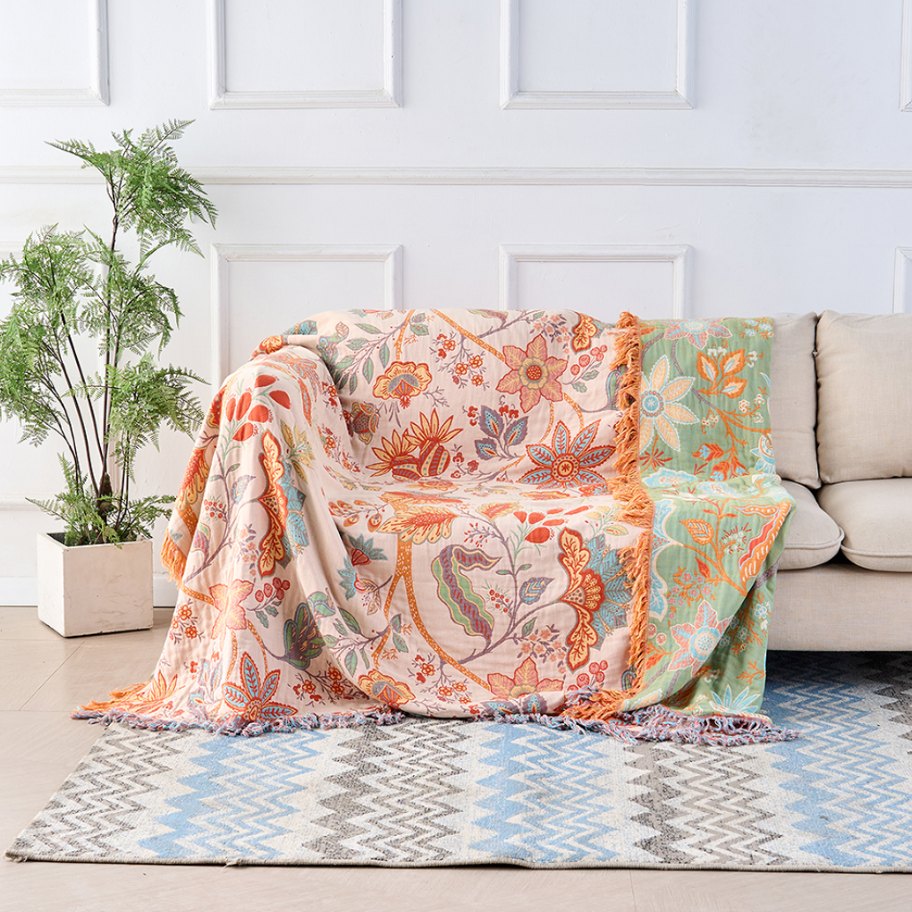 Couverture Tassel Florale Rustique
