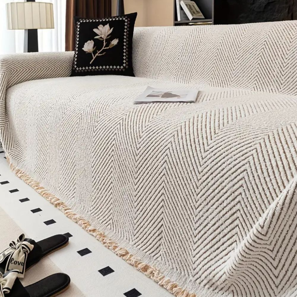 Couvre Canapé Réversible en Chevrons