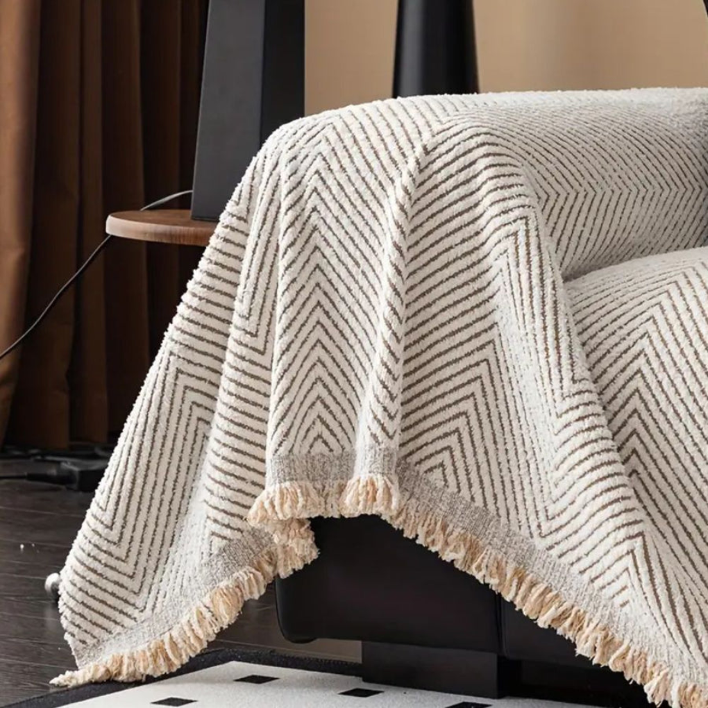 Couvre Canapé Réversible en Chevrons