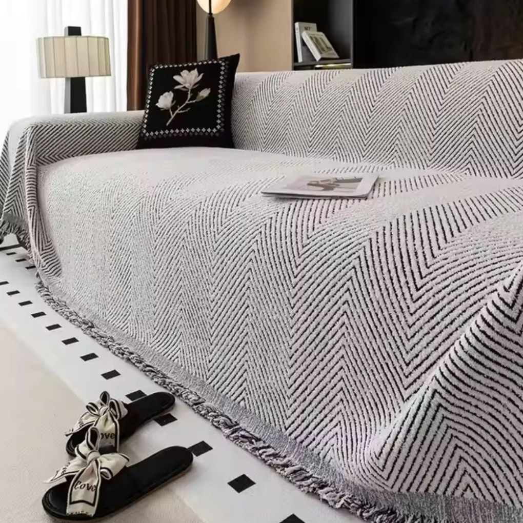 Couvre Canapé Réversible en Chevrons