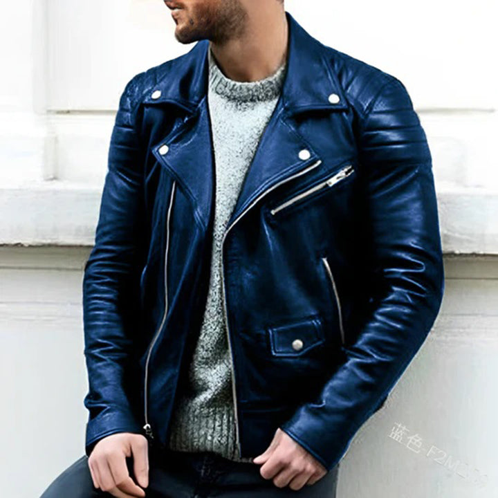 Veste de motard en cuir véritable
