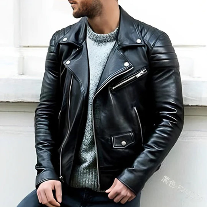 Veste de motard en cuir véritable