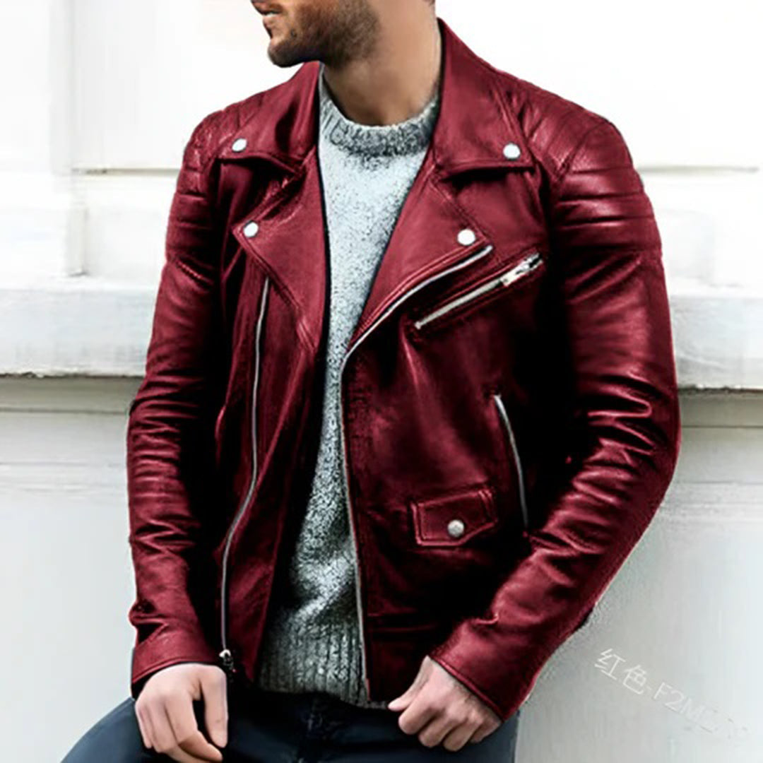 Veste de motard en cuir véritable