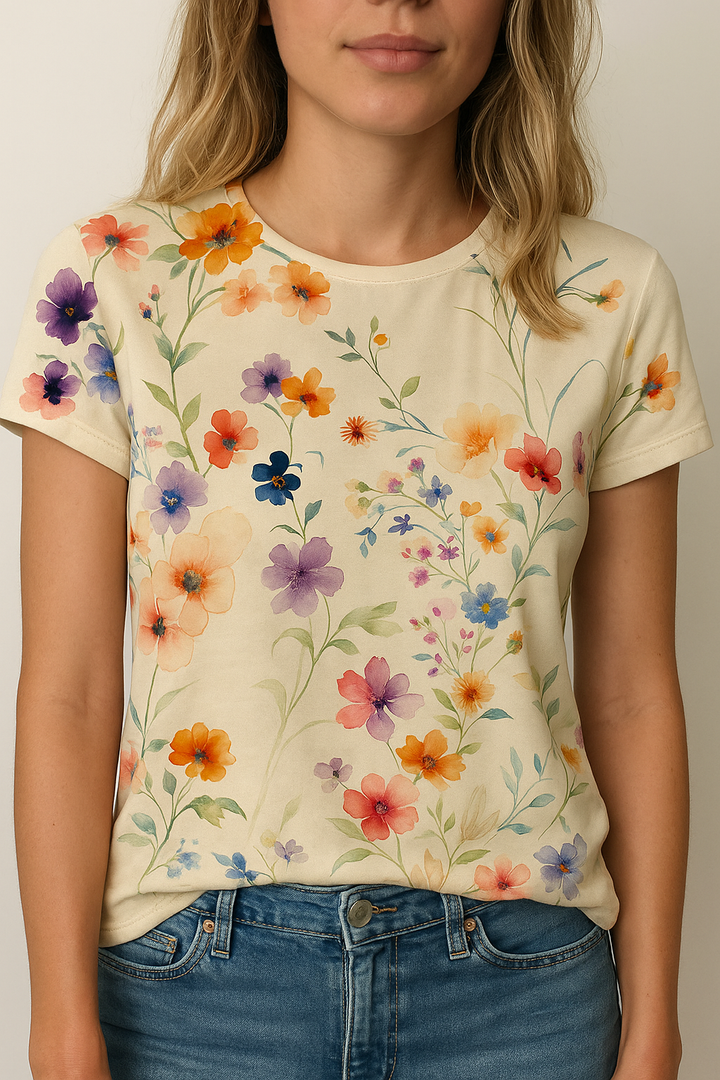 T-shirt Floral Vintage Femme