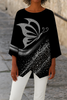 Blouse Femme Imprimé Papillon Col Rond & Manches Longues