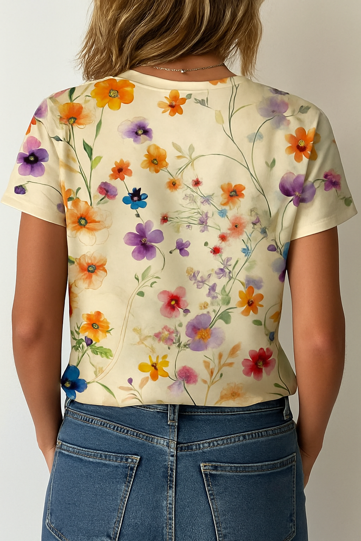 T-shirt Floral Vintage Femme