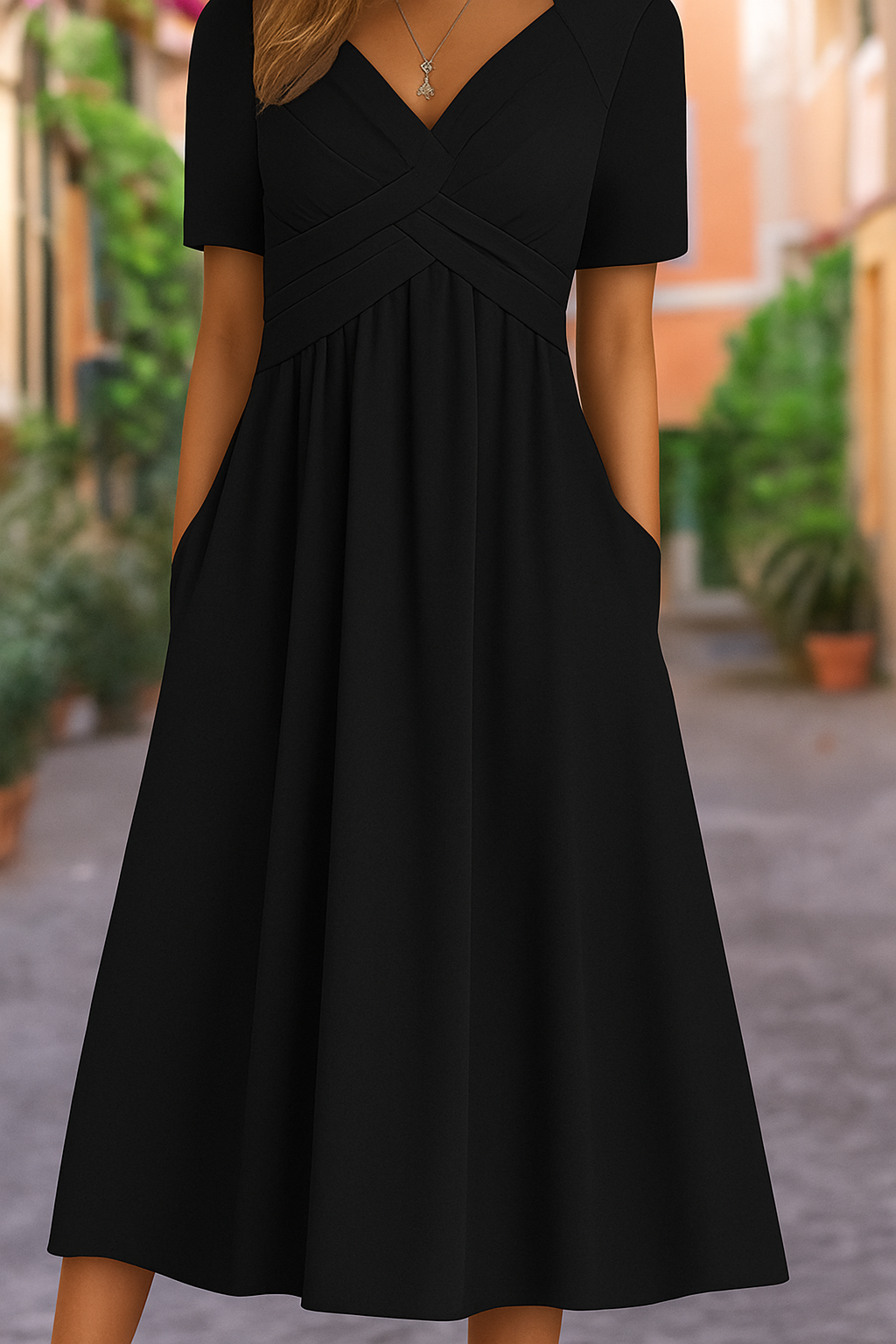 Robe Courte à Manches Croisées