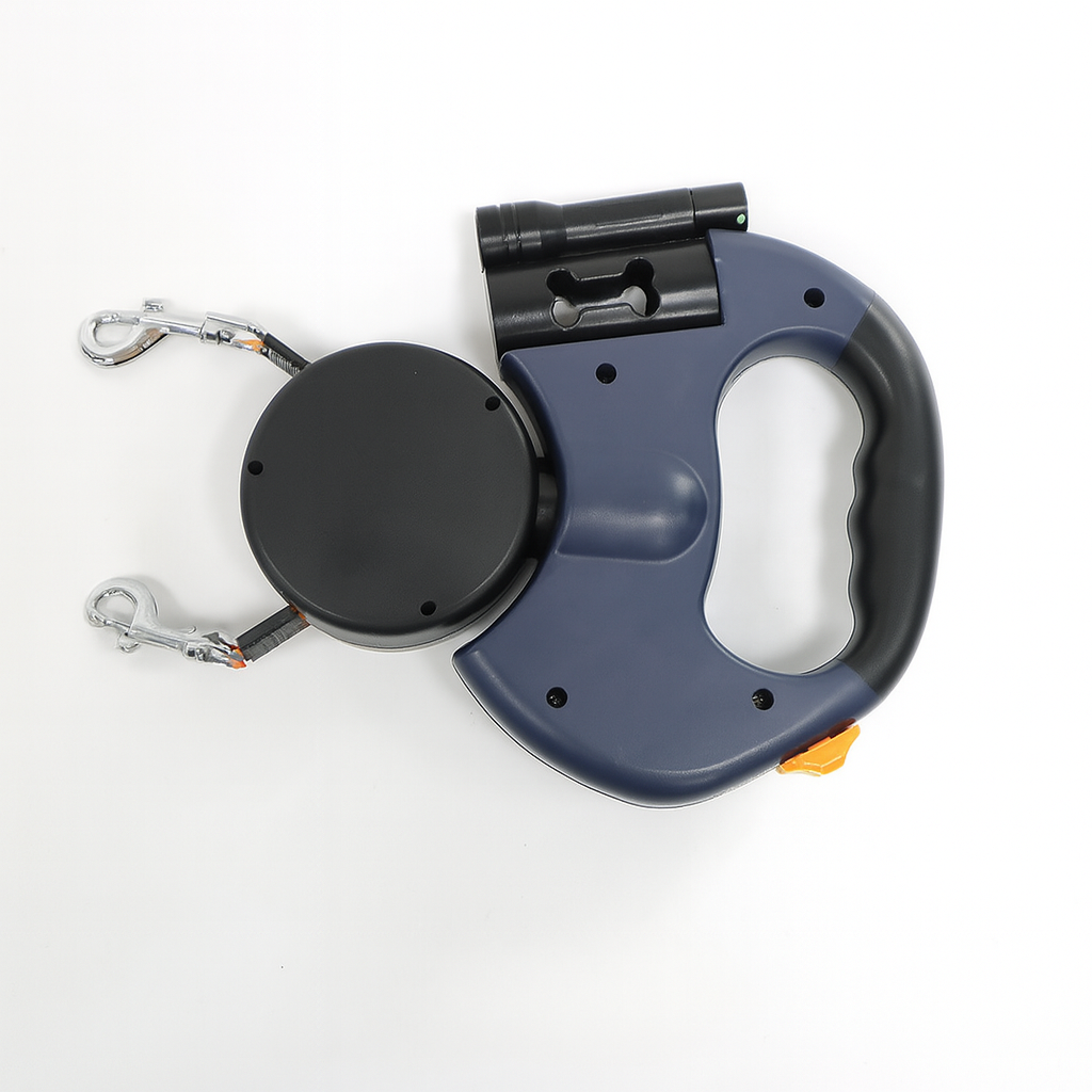 Laisse Chien Rétractable Double avec Rotation 360°