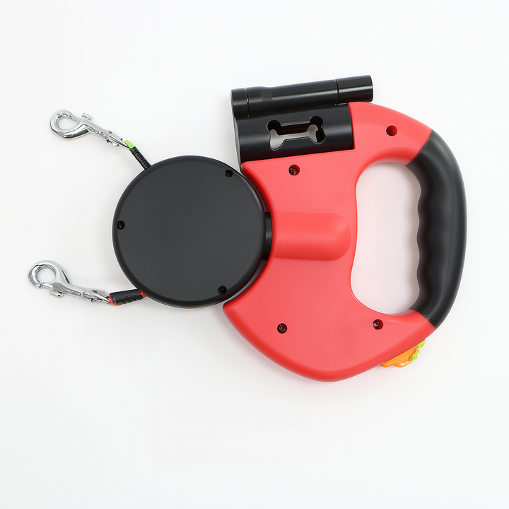 Laisse Chien Rétractable Double avec Rotation 360°