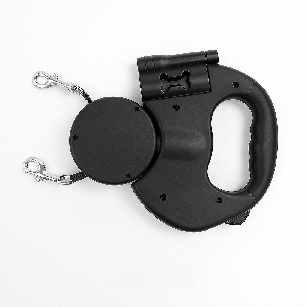 Laisse Chien Rétractable Double avec Rotation 360°