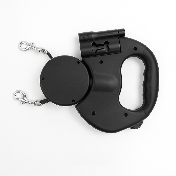 Laisse Chien Rétractable Double avec Rotation 360°