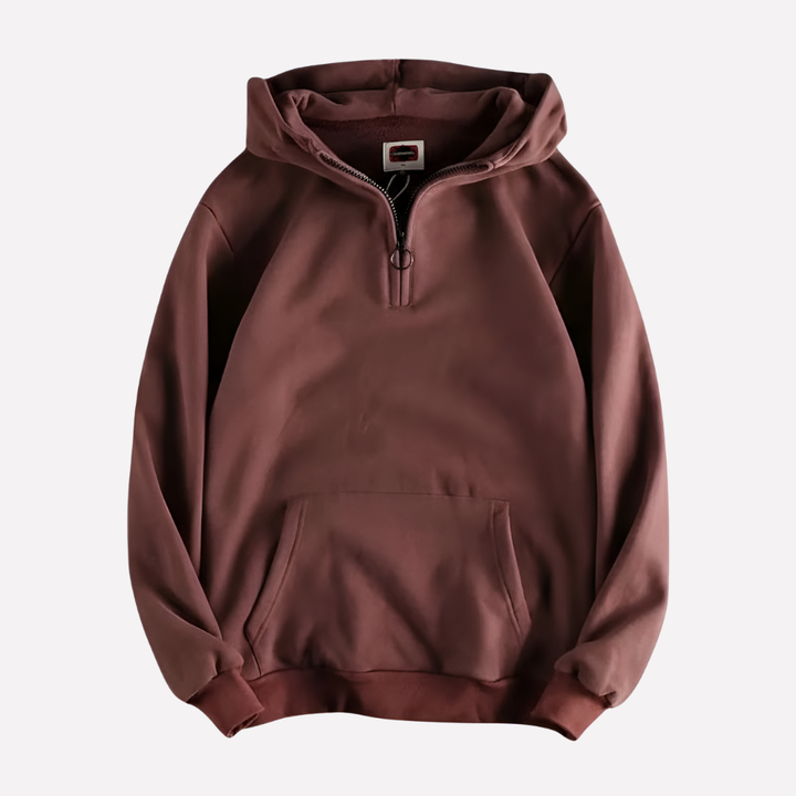 Sweat à capuche homme zip mi-long
